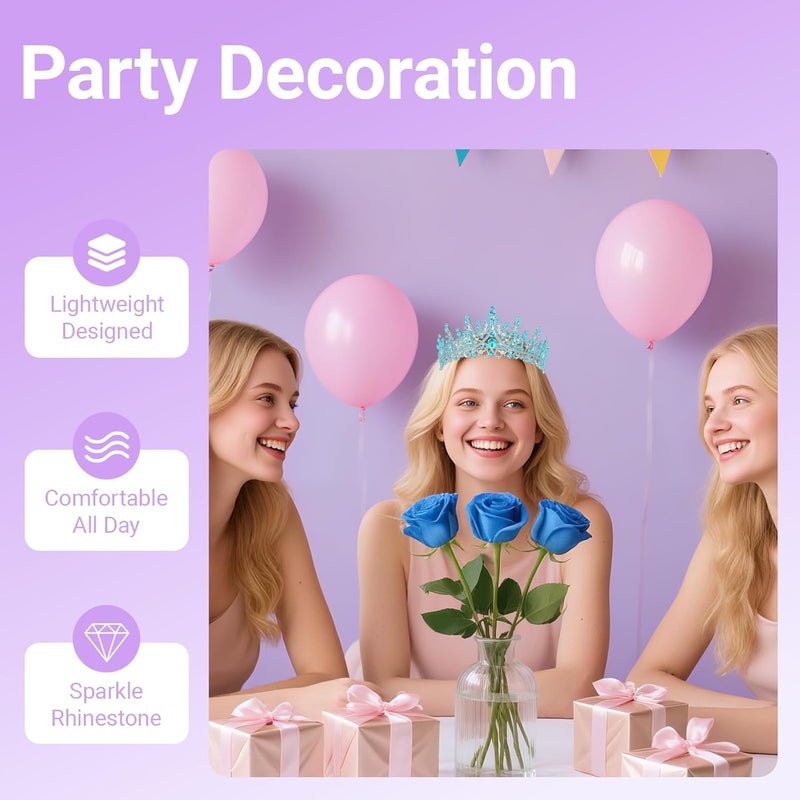 Queenship تاج للنساء، تاج ملكة لحفلة عيد الميلاد، حفلة ترويجية، حفلة زفاف، لون أزرق - Image 4